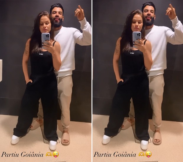Andressa Suita e Gusttavo Lima voltando para Goiânia após temporada nos EUA (Foto: Reprodução/Instagram)