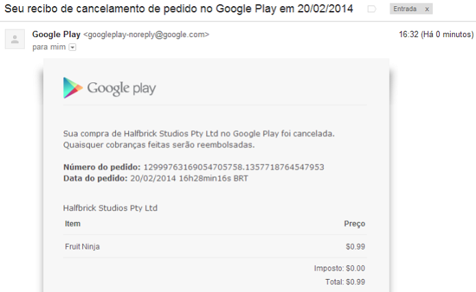 Google manda recibo via e-mail (Foto: Thiago Barros/TechTudo) (Foto: Google manda recibo via e-mail (Foto: Thiago Barros/TechTudo)) Google manda recibo via e-mail (Foto: Thiago Barros/TechTudo) (Foto: Google manda recibo via e-mail (Foto: Thiago Barros/TechTudo))