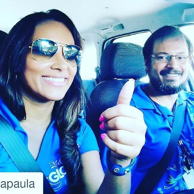 Fabiola de Paula e o cinegrafista Ari Melo a caminho da pauta (Foto: Arquivo Pessoal)
