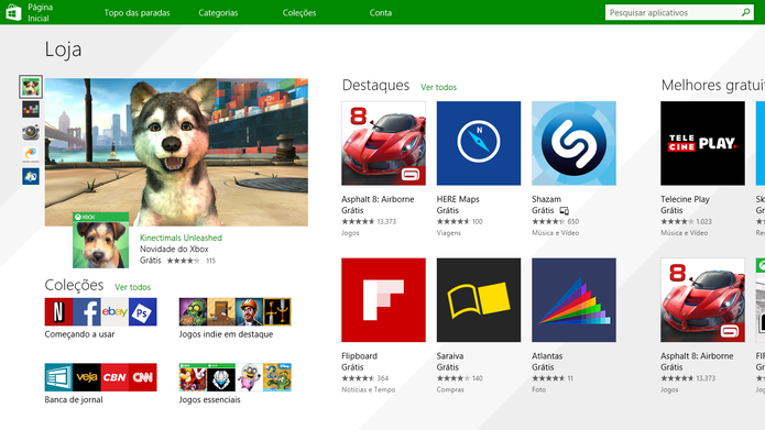 Loja de aplicativos do Windows 8.1 ganhou nova tela inicial e melhorias visuais e na pesquisa (Foto: Reprodução/Elson de Souza)
