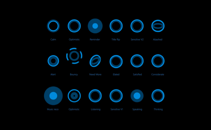 Cortana terá ícones contextuais para interagir com usuários (foto: Reprodução/Microsoft)
