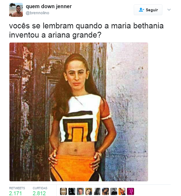 Maria Bethânia é comparada a Ariana Grande (Foto: Reprodução/Twitter)