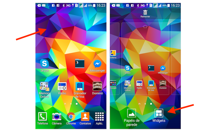 Acessando a tela de Widgets do Galaxy Gran Prime Duos (Foto: Reprodução/Marvin Costa)