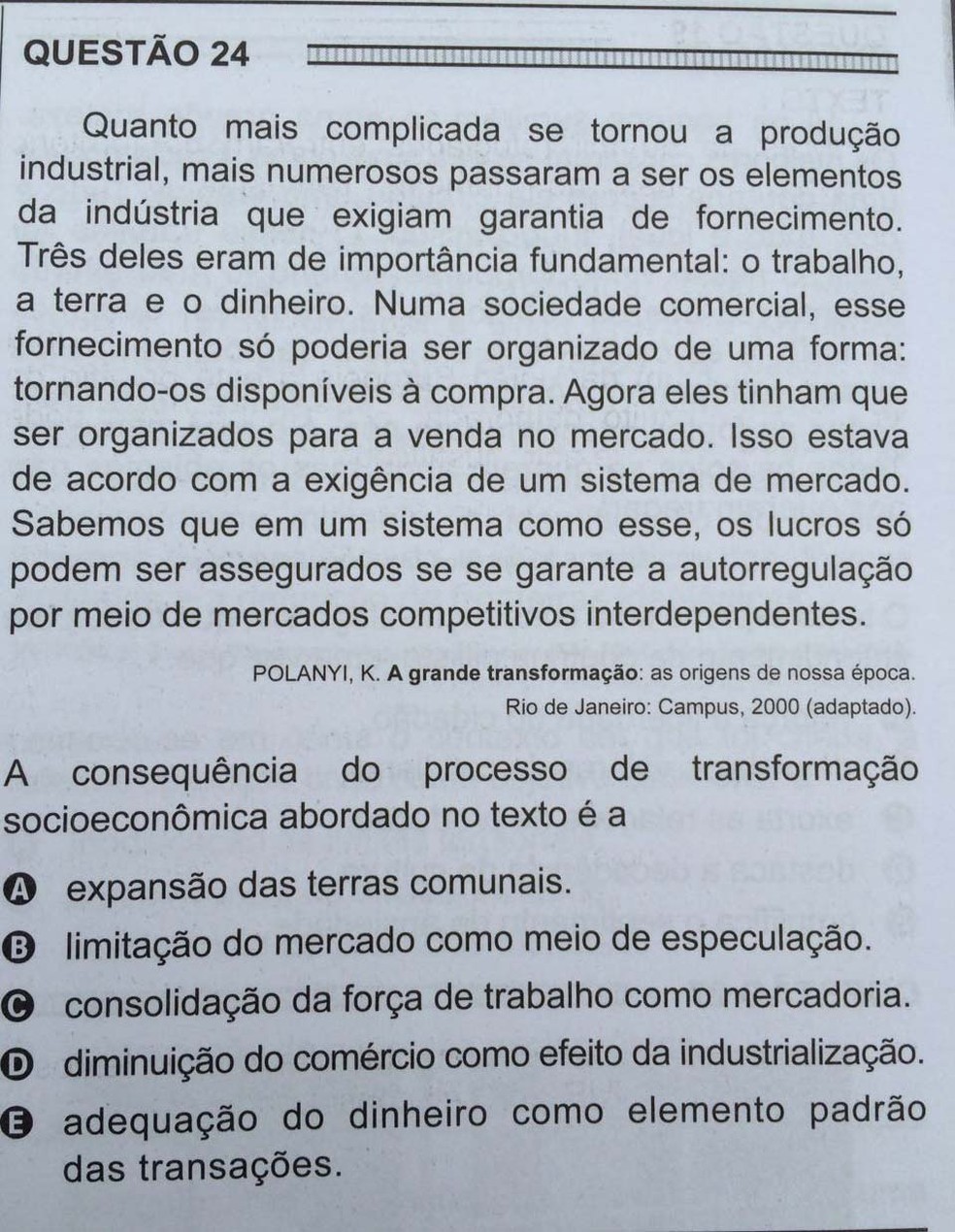 ENEM 2016 - 1º DIA - PROVA BRANCA - QUESTÃO 24 (Foto: G1 )