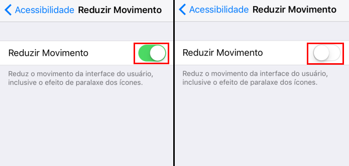 Desativando a opção Reduzir Movimento (Foto: Reprodução/Edivaldo Brito)