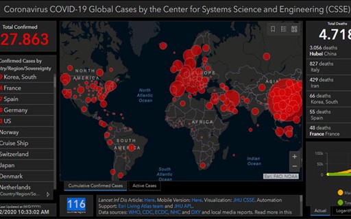 Mapa Mostra Diagn Sticos De Coronav Rus Pelo Mundo Em Tempo Real