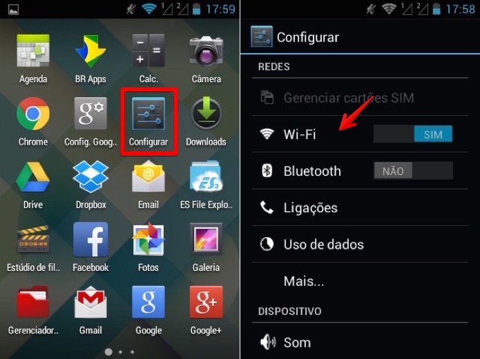 Acesse as configurações de Wi-Fi no Android (Foto: Reprodução/Helito Bijora) 