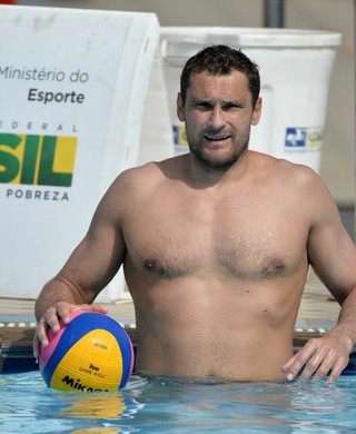 Slobodan Soro, goleiro sérvio do polo aquático (Foto: André Durão)