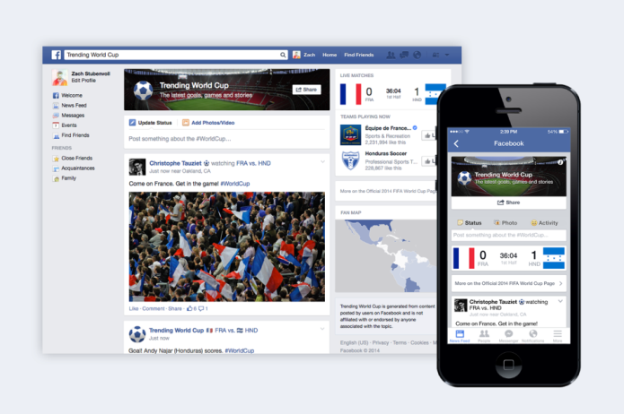 Facebook reúne posts de amigos e páginas sobre a Copa com o Trending World Cup (Foto: Divulgação)