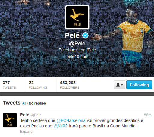Pelé falando sobre Neymar no Twitter (Foto: Reprodução/Twitter)