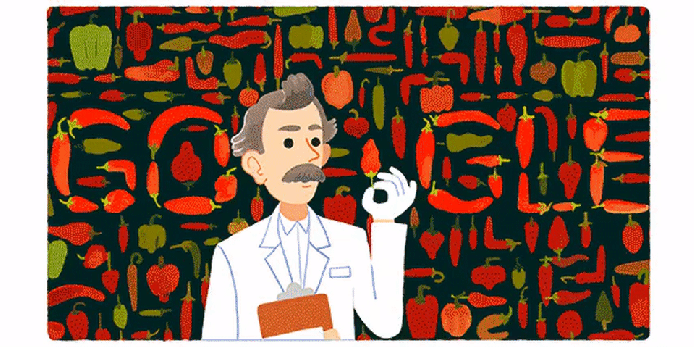 Doodle de Wilbur Scoville brinca com jogo que usa 'teste da pimenta' (Foto: (Foto: Reprodução/Google)) Doodle de Wilbur Scoville brinca com jogo que usa 'teste da pimenta' (Foto: (Foto: Reprodução/Google))