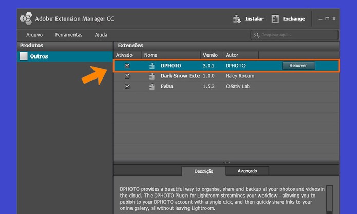O plugin será adicionado ao Adobe Extension Manager (Foto: Reprodução/Barbara Mannara)