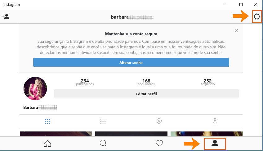 Acesse seu perfil e depois as configurações no Instagram (Foto: Foto: Reprodução/Barbara Mannara) Acesse seu perfil e depois as configurações no Instagram (Foto: Foto: Reprodução/Barbara Mannara)