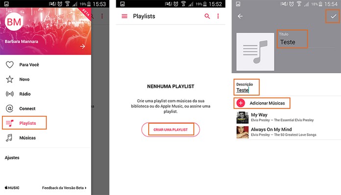 Crie uma playlist personalizada no Apple Music (Foto: Reprodução/Barbara Mannara)