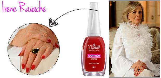 Charlô (Irene Ravache) usa o esmalte vermelho da marca Colorama Deixa Beijar (Foto: TV Globo e Divulgação) Charlô (Irene Ravache) usa o esmalte vermelho da marca Colorama Deixa Beijar (Foto: TV Globo e Divulgação)