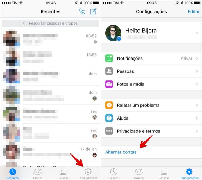 Abra as configurações do Messenger (Foto: Reprodução/Helito Bijora)