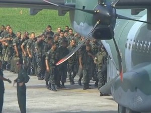 Após protesto e depredação, novas tropas federais chegam ao sul da Bahia (Foto: Reprodução/TV Bahia)
