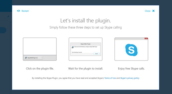 Plugin necessário para usar o Skype Web (Foto: Reprodução/Barbara Mannara)