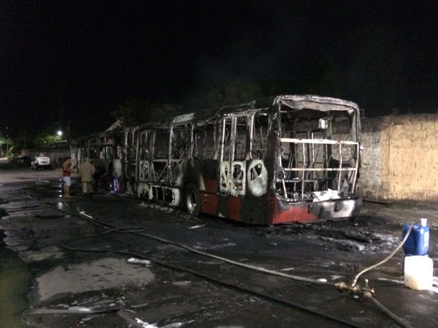Ônibus teve perda total após incêndio (Foto: Rickardo Marques/G1 AM)