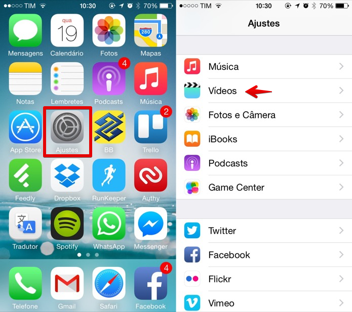 Acesse as configurações do iOS (Foto: Reprodução/Helito Bijora)