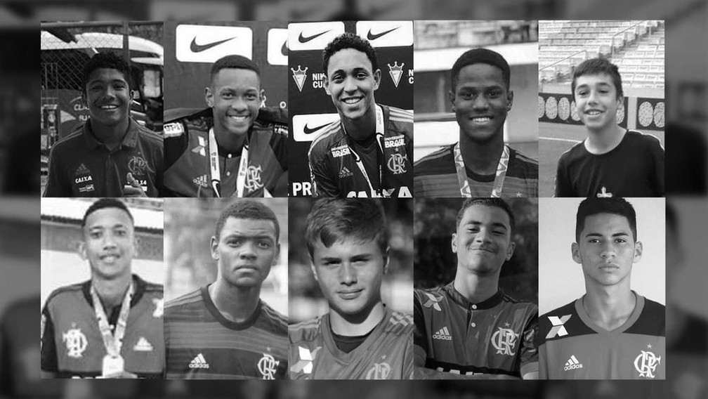 Quem são os 10 garotos mortos no incêndio do CT do Flamengo — Foto: Arte/G1