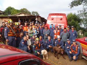 Cerca de 30 bombeiros, além de cães farejadores, participaram do resgate (Foto: Corpo de Bombeiros/Divulgação)