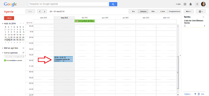 Agenda do Google (Foto: Reprodução/Lívia Dâmaso)