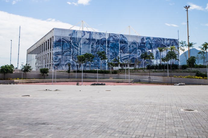 Fachada do Estádio Aquático do Parque Olímpico (Foto: Renato Sette Câmara / Prefeitura do Rio)