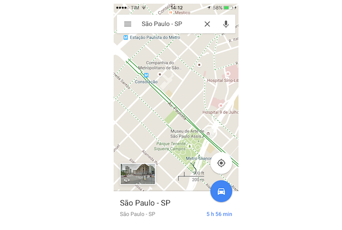 Visualizando rotas para bicicletas no Google Maps para iPhone (Foto: Reprodução/Marvin Costa)