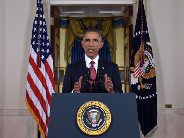 O presidente dos EUA, Barack Obama, durante pronunciamento sobre o Estado Islâmico na noite de quarta-feira (10) (Foto: AFP Photo/Pool/Saul Loeb)