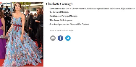 Charlotte Casiraghi num longo da Gucci durante o Festival de Cannes (Foto: Reprodução Vanity Fair)