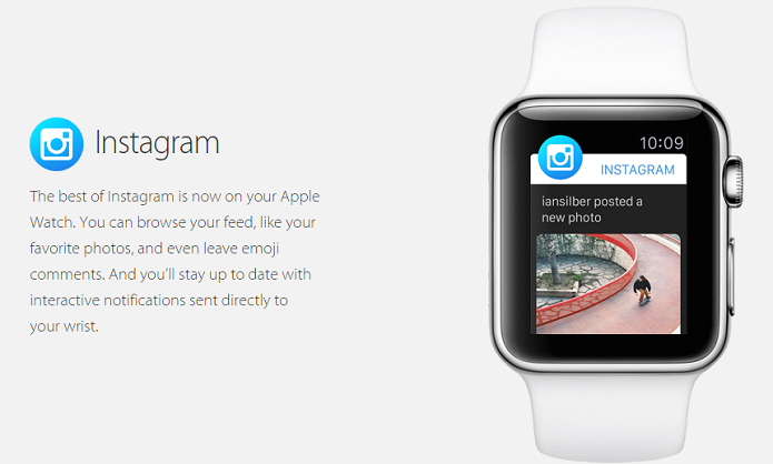 Instagram é um dos apps disponíveis para o Apple Watch (Foto: Divulgação)