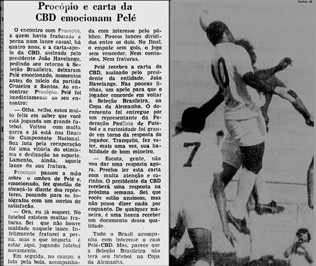 Jornal Procópio carta ao Pelé  (Foto: Reprodução / Jornal do Brasil)
