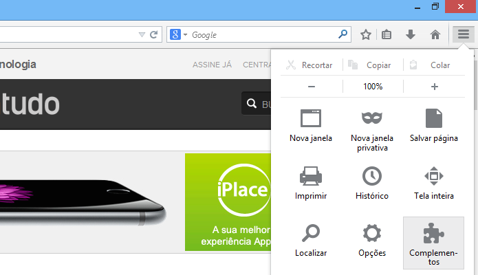 Acessando o gerenciador de extensões do Firefox (Foto: Reprodução/Helito Bijora)