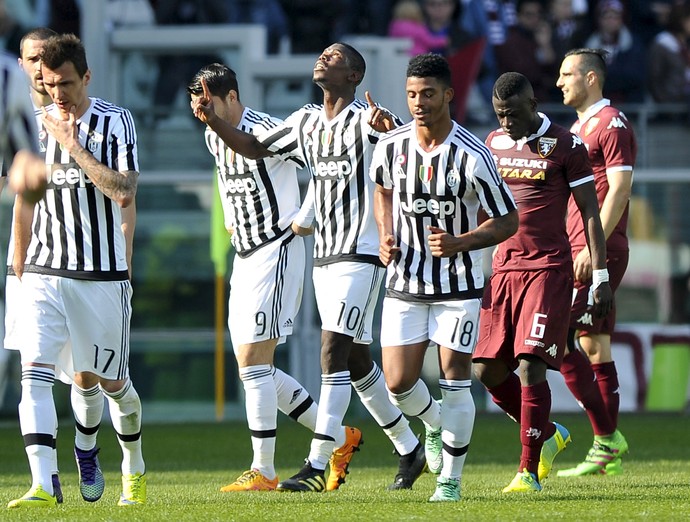 Pogba comemora gol Juventus (Foto: REUTERS/Giorgio Perottino)