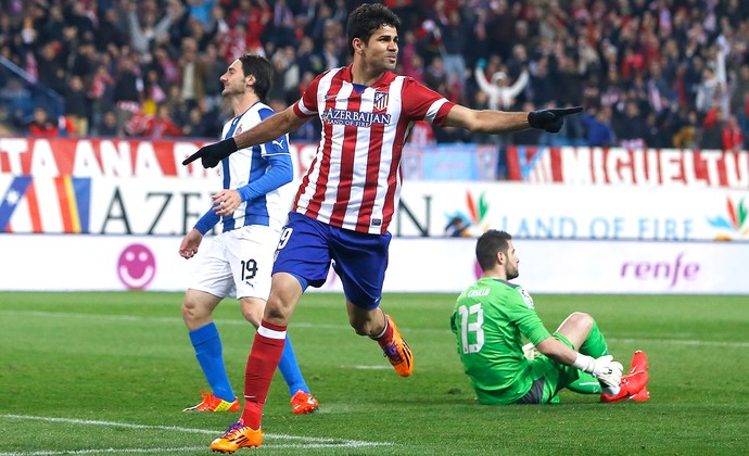 Diego Costa comemoração gol Atlético de Madrid contra Espanyol (Foto: AP)