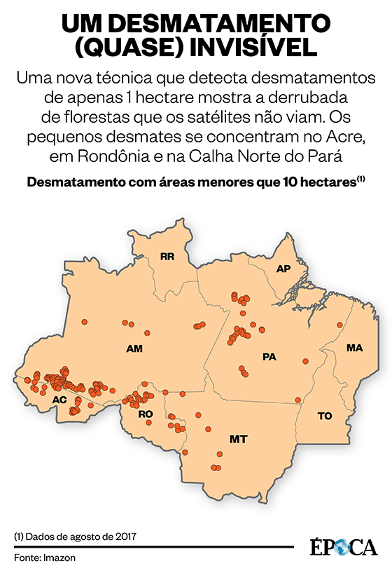 Desmatamento em pequenas áreas em agosto de 2017 na Amazônia (Foto: ÉPOCA)
