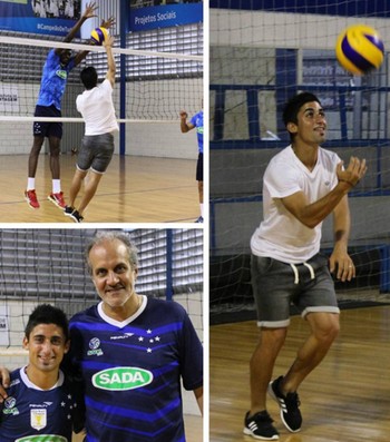 Meia Pisano visita treino do time de vôlei do Cruzeiro (Foto: Reprodução /Instagram)