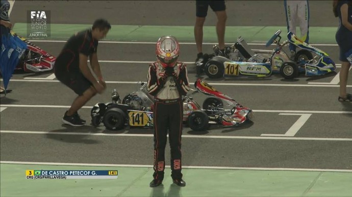 Gianluca Petecof no Mundial de Kart, em Sakhir, no Bahrein (Foto: Reprodução)