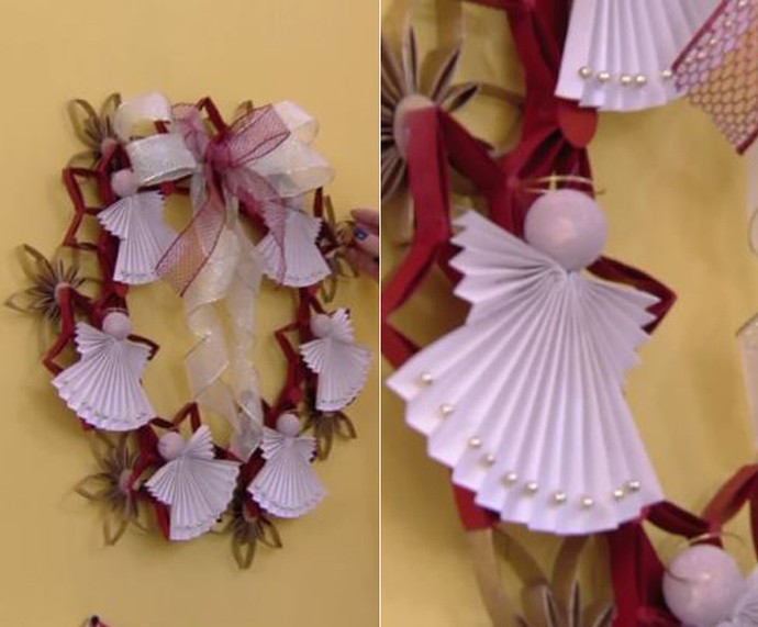 Além dos rolinhos, folhas brancas podem se tranformar em anjos para decorar  (Foto: TV Globo)