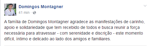 Família de Domingos Montagner agradece no Facebook (Foto: Reprodução/ Facebook)
