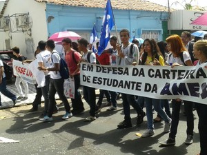 Manifestantes percorrem principais ruas do Centro de Teresina  (Foto: Fernando Brito/G1)