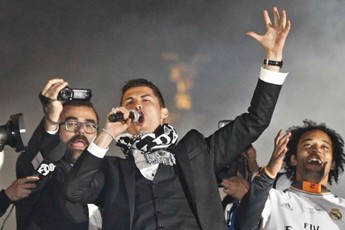 Cristiano Ronaldo na festa em Cibeles (Foto: Instagram)