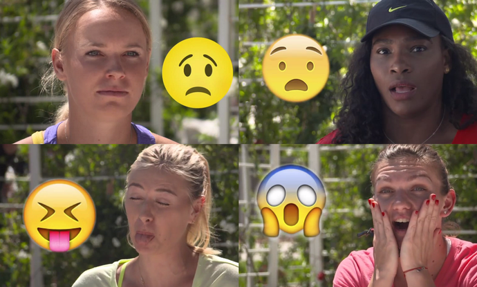 Tenistas WTA imitam emojis emoticons (Foto: Reprodução / Youtube)