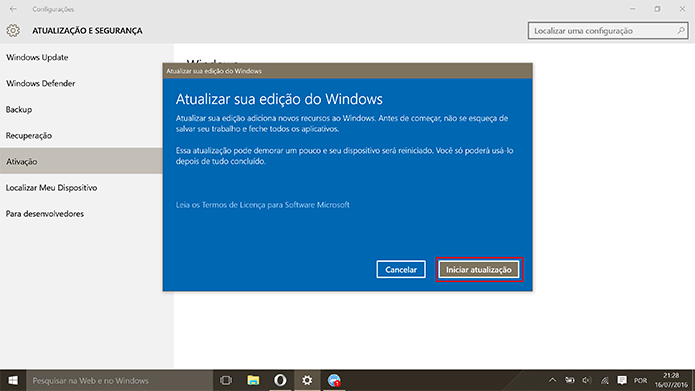 Usuário deve salvar trabalhos antes de continuar com atualização do Windows 10 (Foto: Reprodução/Elson de Souza)
