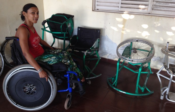 Atletas do Handebol e Basquete em cadeiras de rodas pedem ajuda no AP (Foto: Jonhwene Silva/GE-AP)