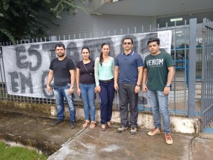 Servidores em greve na agência em Laranjal do Jari, no Amapá (Foto: Divulgação/Fenasps)