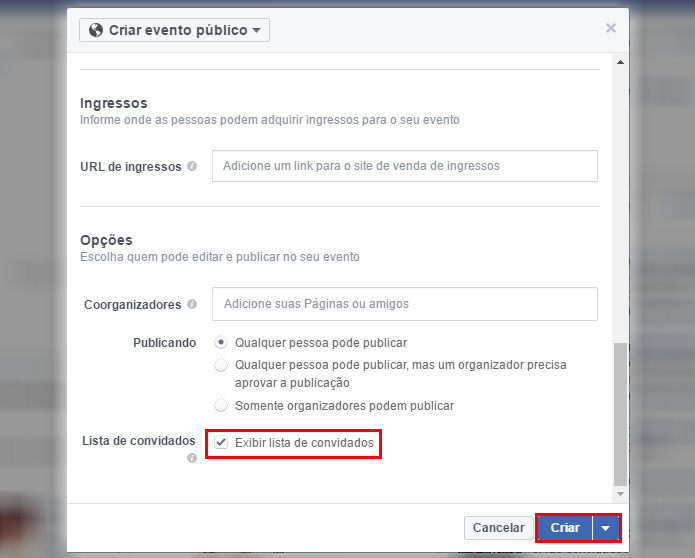 Opção impede que convidados vejam quem vai comparecer ao evento (Foto: Reprodução/Facebook)