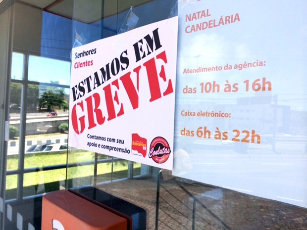 Bancos do RN entram em greve (Foto: Arthur Barbalho/G1)