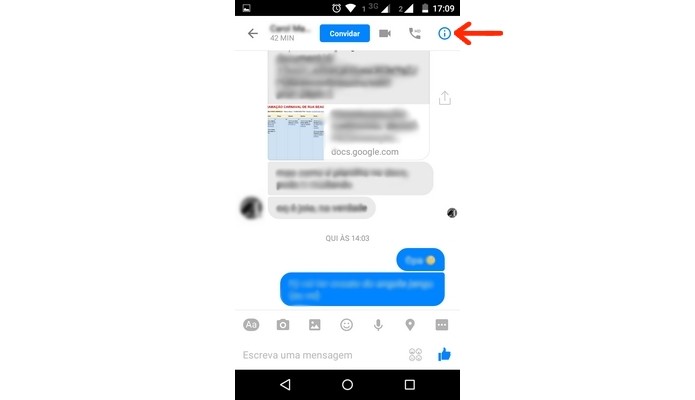 Destaque para ícone de informações do contato no Messenger (Foto: Reprodução/ Raquel Freire)